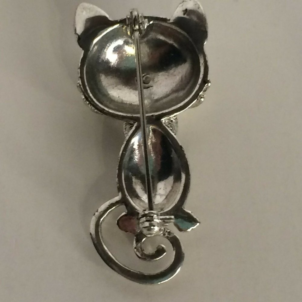 Liz Claiborne Mouse Pin Rhinestone Brooch Blue Eye Costume Jewelry Heart Nose - Picture 6 of 8